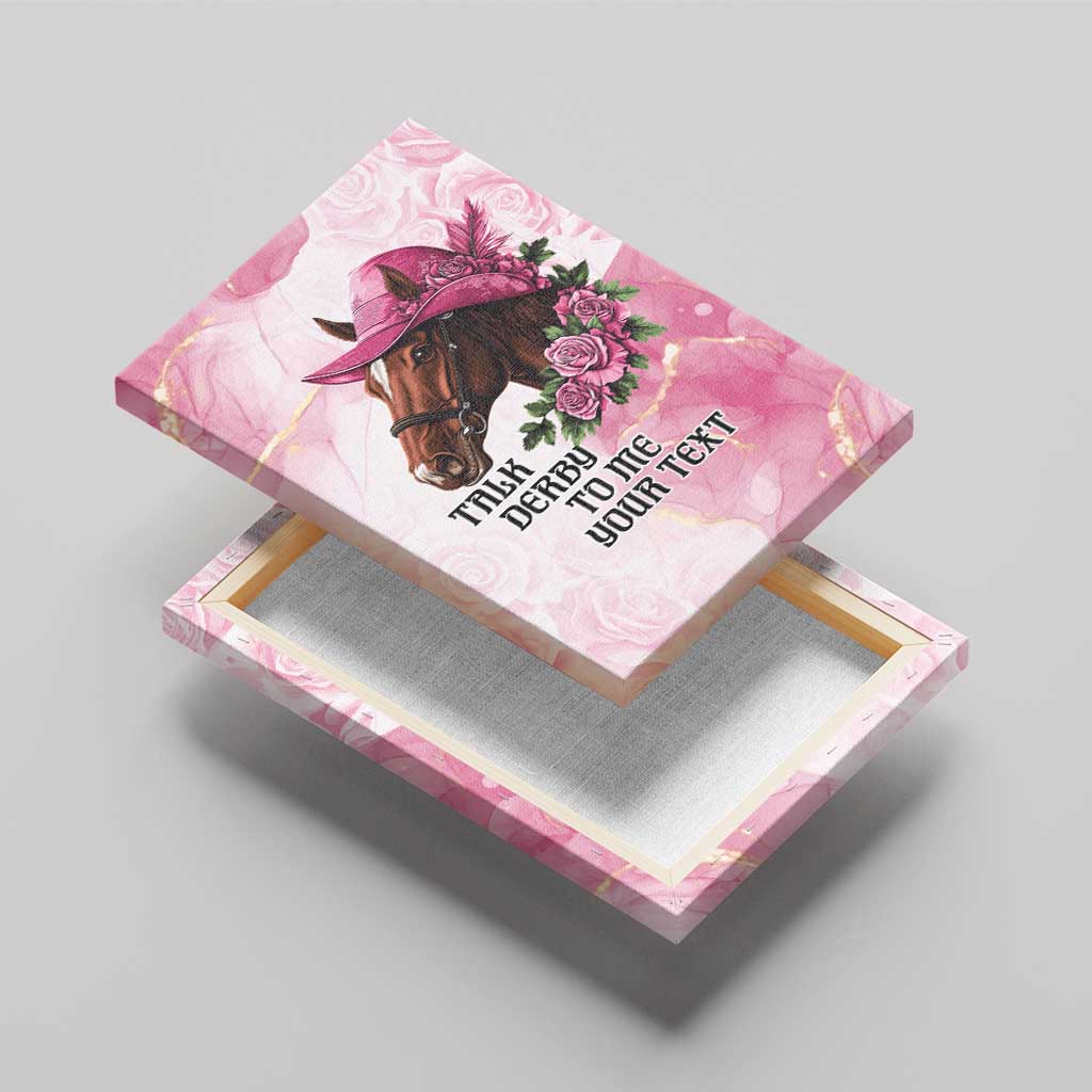 Personalized Kentucky Horse Race Canvas Wall Art Big Hats And Horses Pink Out Party