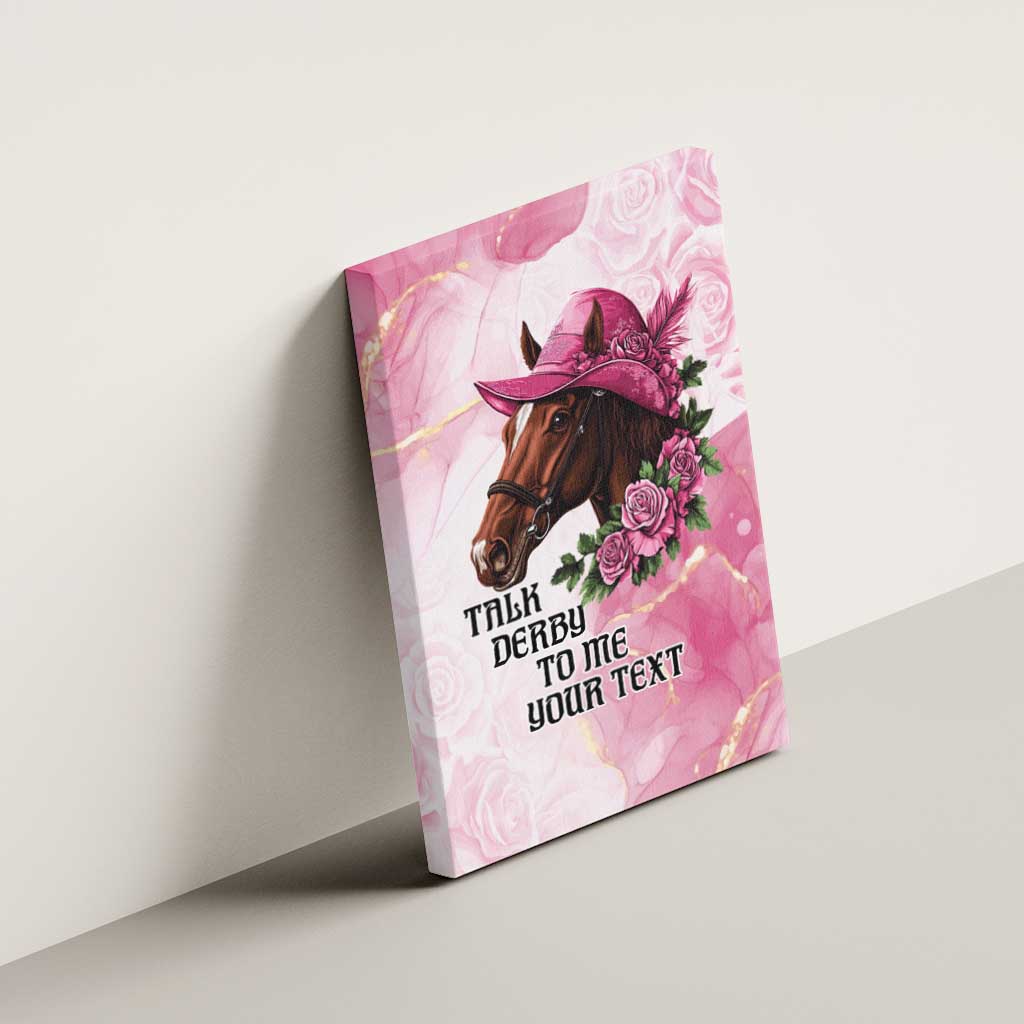 Personalized Kentucky Horse Race Canvas Wall Art Big Hats And Horses Pink Out Party