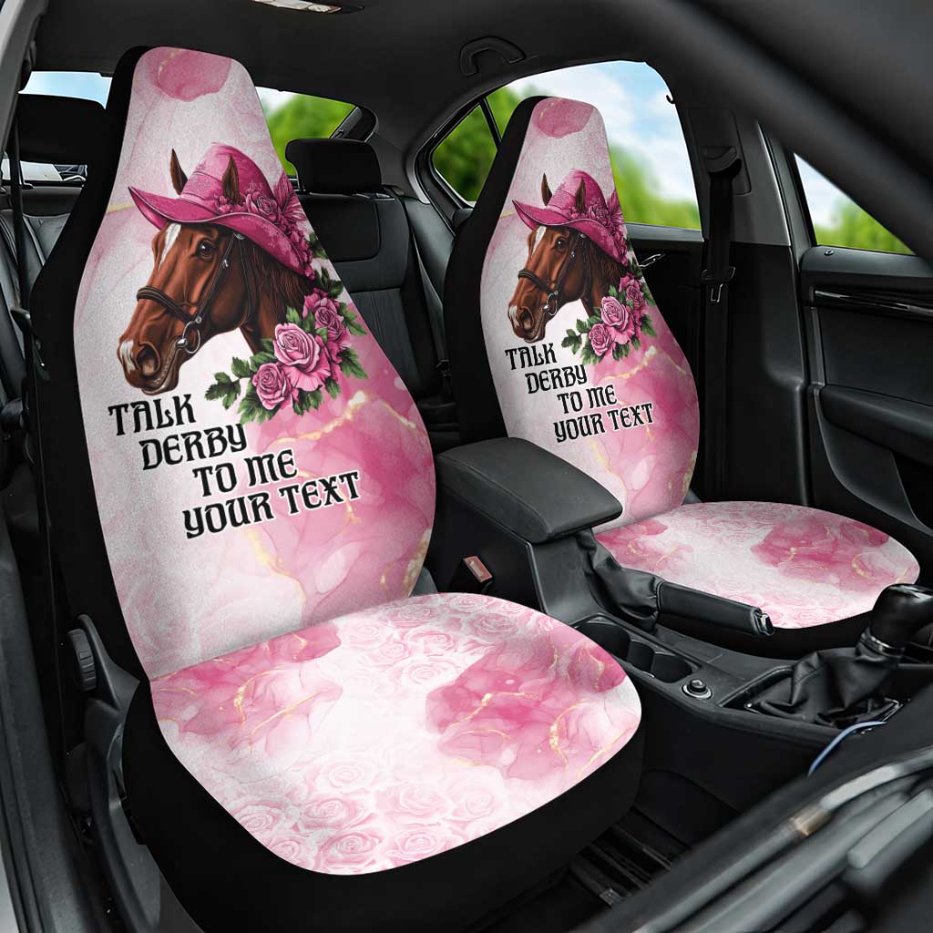 Personalized Kentucky Horse Race Car Seat Cover Big Hats And Horses Pink Out Party