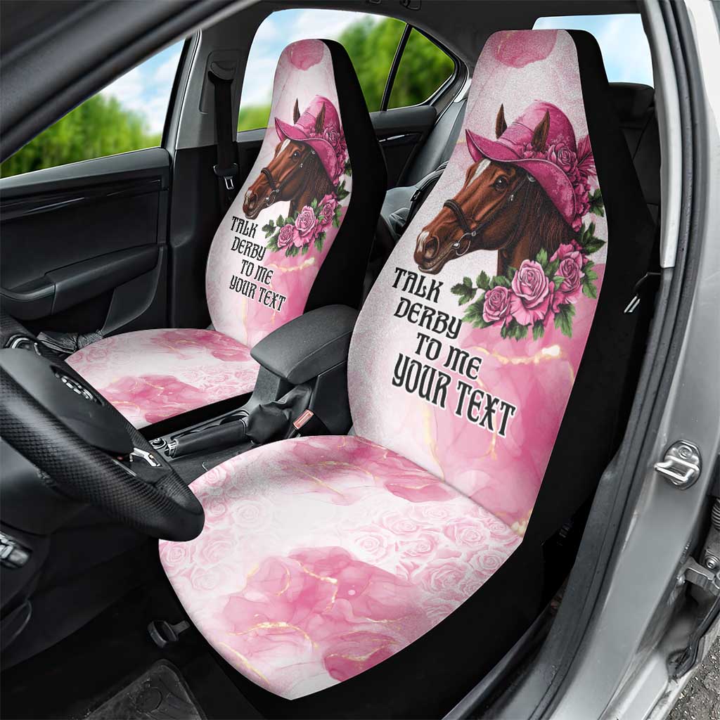 Personalized Kentucky Horse Race Car Seat Cover Big Hats And Horses Pink Out Party