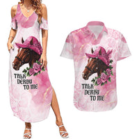 Personalized Kentucky Horse Race Couples Matching Summer Maxi Dress and Hawaiian Shirt Big Hats And Horses Pink Out Party