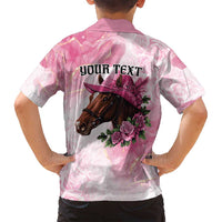 Personalized Kentucky Horse Race Family Matching Long Sleeve Bodycon Dress and Hawaiian Shirt Big Hats And Horses Pink Out Party
