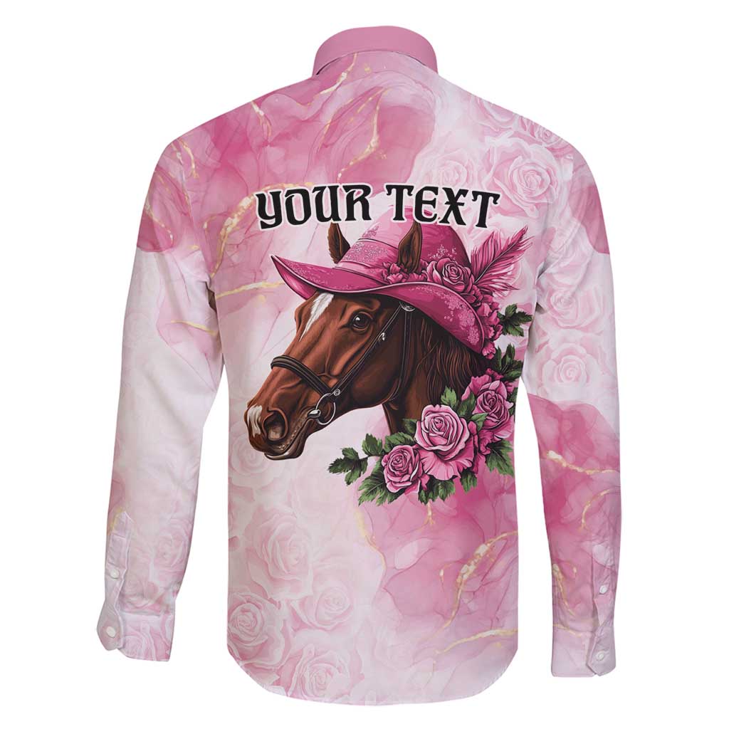 Personalized Kentucky Horse Race Family Matching Long Sleeve Bodycon Dress and Hawaiian Shirt Big Hats And Horses Pink Out Party