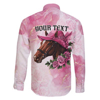 Personalized Kentucky Horse Race Family Matching Long Sleeve Bodycon Dress and Hawaiian Shirt Big Hats And Horses Pink Out Party