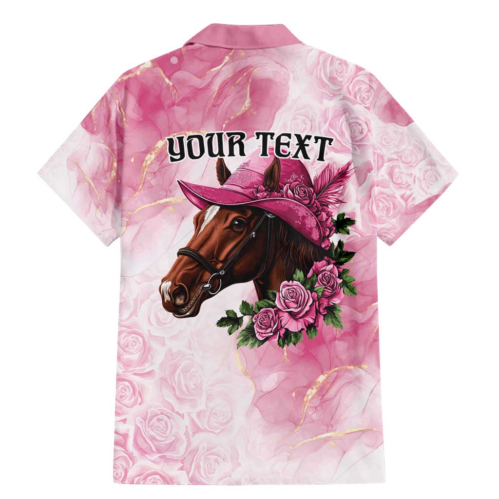Personalized Kentucky Horse Race Family Matching Mermaid Dress and Hawaiian Shirt Big Hats And Horses Pink Out Party