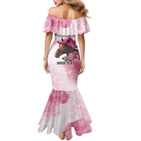 Personalized Kentucky Horse Race Family Matching Mermaid Dress and Hawaiian Shirt Big Hats And Horses Pink Out Party