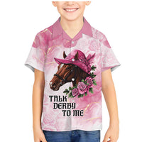 Personalized Kentucky Horse Race Family Matching Mermaid Dress and Hawaiian Shirt Big Hats And Horses Pink Out Party