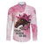 Personalized Kentucky Horse Race Family Matching Off Shoulder Short Dress and Hawaiian Shirt Big Hats And Horses Pink Out Party