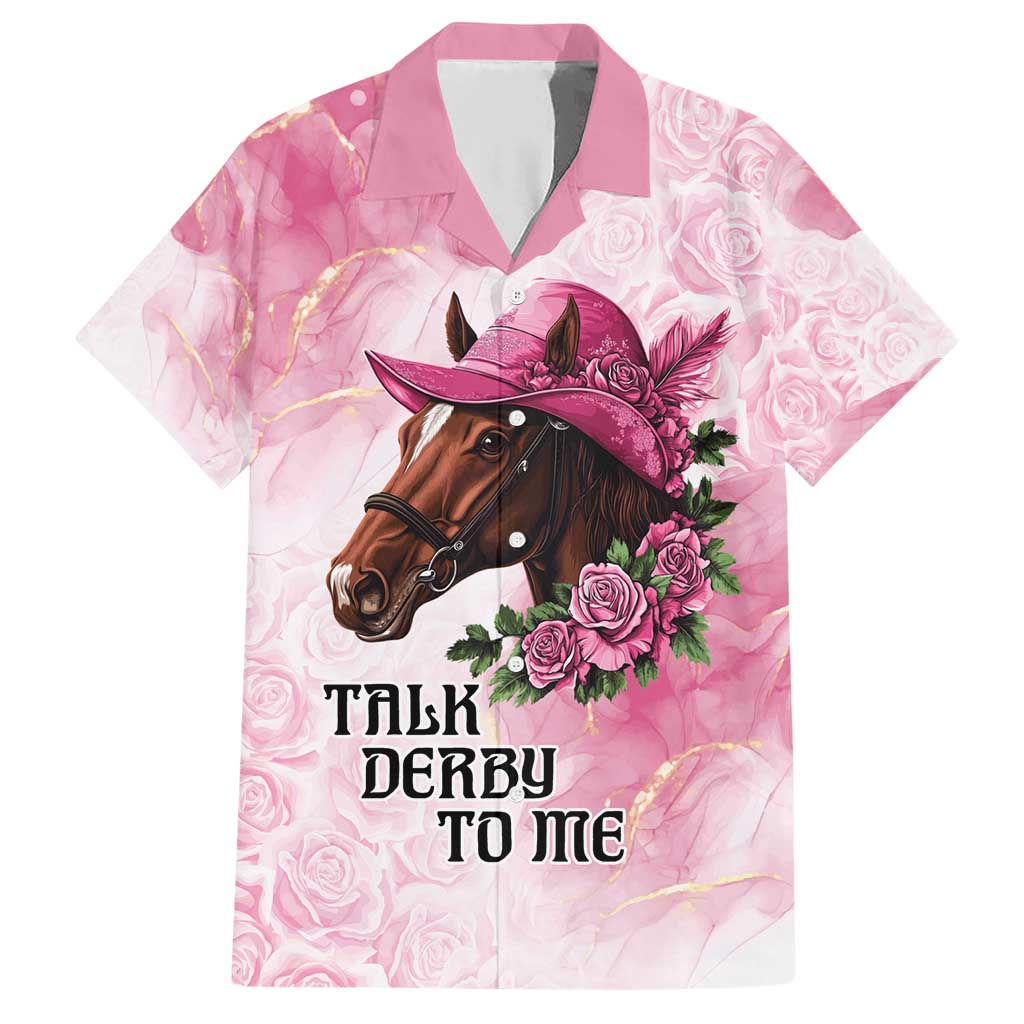 Personalized Kentucky Horse Race Family Matching Short Sleeve Bodycon Dress and Hawaiian Shirt Big Hats And Horses Pink Out Party