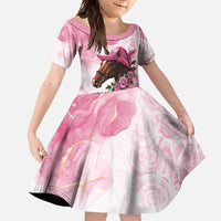 Personalized Kentucky Horse Race Family Matching Summer Maxi Dress and Hawaiian Shirt Big Hats And Horses Pink Out Party