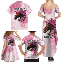 Personalized Kentucky Horse Race Family Matching Summer Maxi Dress and Hawaiian Shirt Big Hats And Horses Pink Out Party