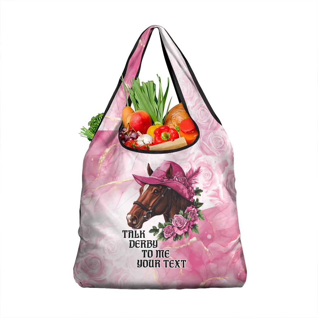 Personalized Kentucky Horse Race Grocery Bag Big Hats And Horses Pink Out Party