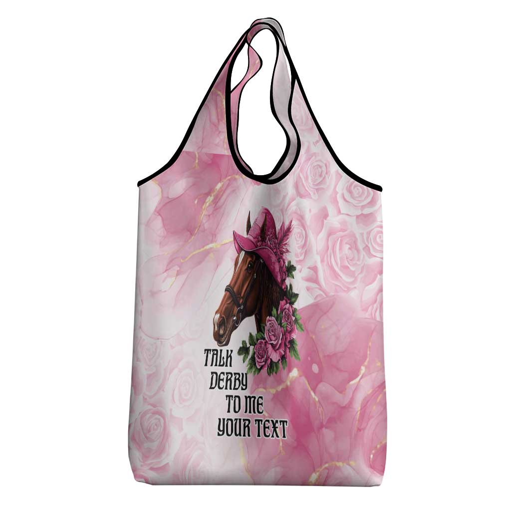 Personalized Kentucky Horse Race Grocery Bag Big Hats And Horses Pink Out Party