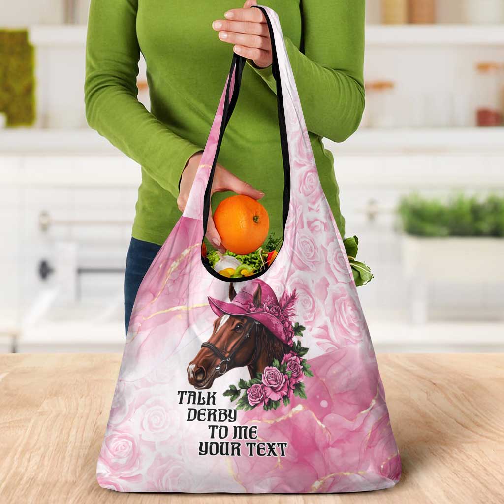 Personalized Kentucky Horse Race Grocery Bag Big Hats And Horses Pink Out Party