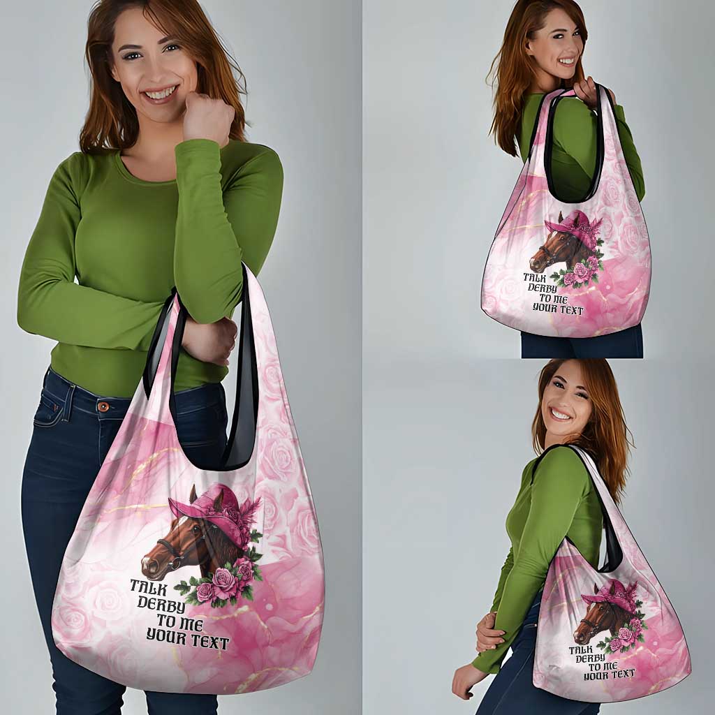 Personalized Kentucky Horse Race Grocery Bag Big Hats And Horses Pink Out Party