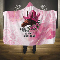 Personalized Kentucky Horse Race Hooded Blanket Big Hats And Horses Pink Out Party