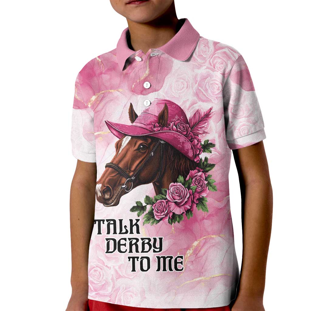 Personalized Kentucky Horse Race Kid Polo Shirt Big Hats And Horses Pink Out Party