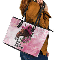 Personalized Kentucky Horse Race Leather Tote Bag Big Hats And Horses Pink Out Party