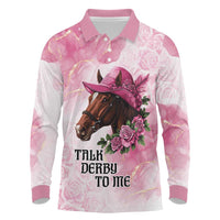 Personalized Kentucky Horse Race Long Sleeve Polo Shirt Big Hats And Horses Pink Out Party