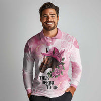 Personalized Kentucky Horse Race Long Sleeve Polo Shirt Big Hats And Horses Pink Out Party