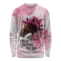 Personalized Kentucky Horse Race Long Sleeve Shirt Big Hats And Horses Pink Out Party