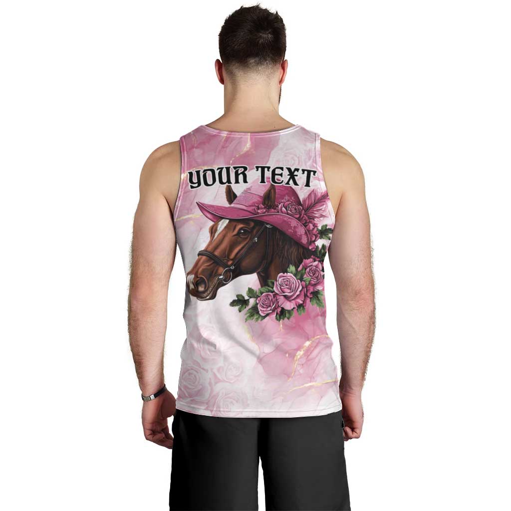 Personalized Kentucky Horse Race Men Tank Top Big Hats And Horses Pink Out Party