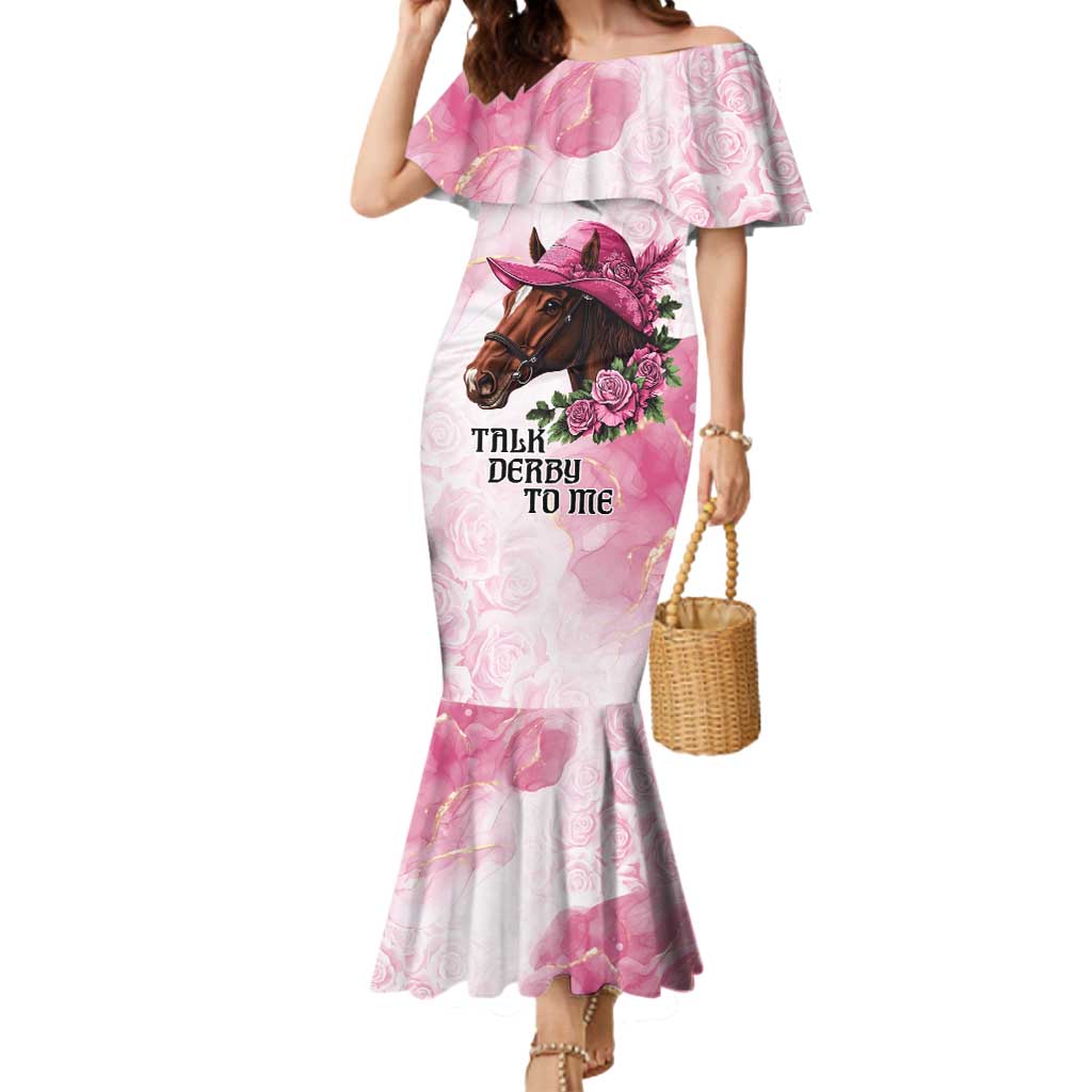 Personalized Kentucky Horse Race Mermaid Dress Big Hats And Horses Pink Out Party