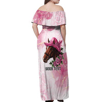 Personalized Kentucky Horse Race Off Shoulder Maxi Dress Big Hats And Horses Pink Out Party