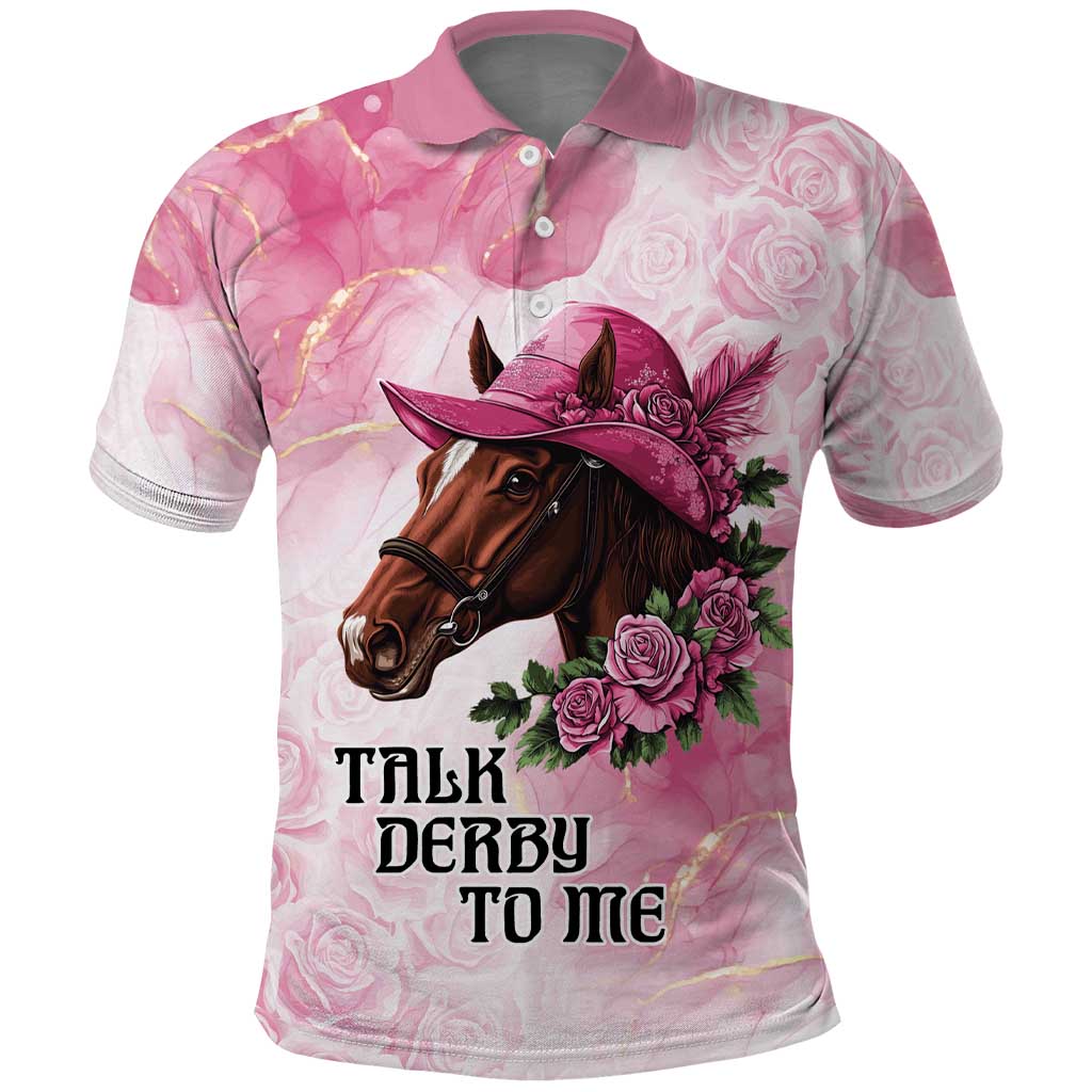 Personalized Kentucky Horse Race Polo Shirt Big Hats And Horses Pink Out Party