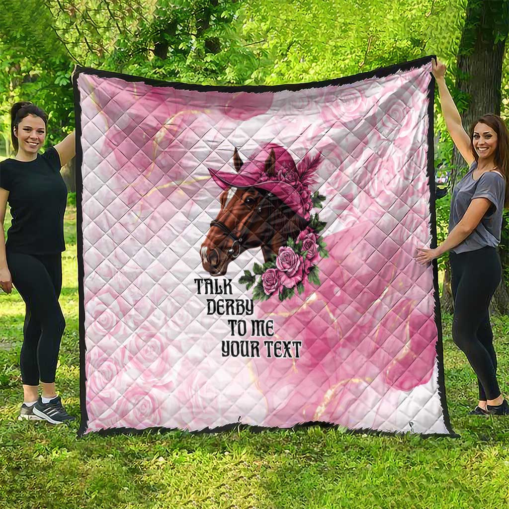 Personalized Kentucky Horse Race Quilt Big Hats And Horses Pink Out Party