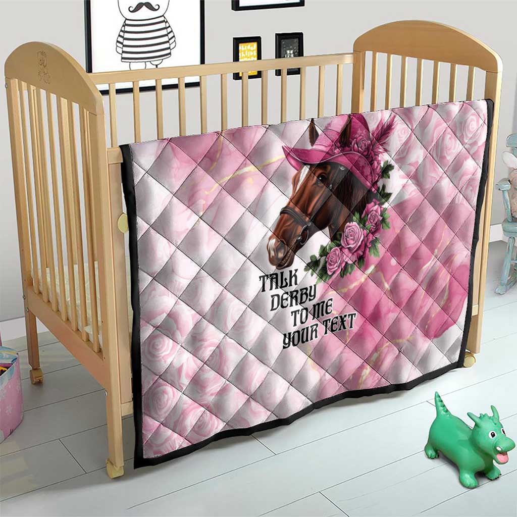 Personalized Kentucky Horse Race Quilt Big Hats And Horses Pink Out Party