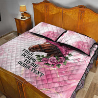 Personalized Kentucky Horse Race Quilt Bed Set Big Hats And Horses Pink Out Party