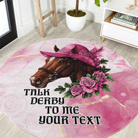 Personalized Kentucky Horse Race Round Carpet Big Hats And Horses Pink Out Party