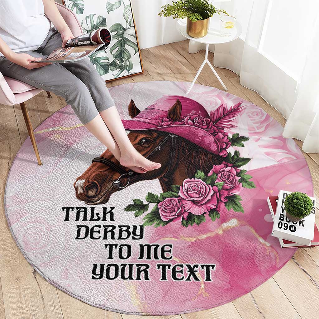 Personalized Kentucky Horse Race Round Carpet Big Hats And Horses Pink Out Party