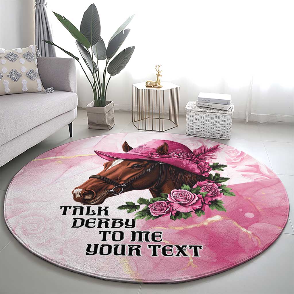 Personalized Kentucky Horse Race Round Carpet Big Hats And Horses Pink Out Party