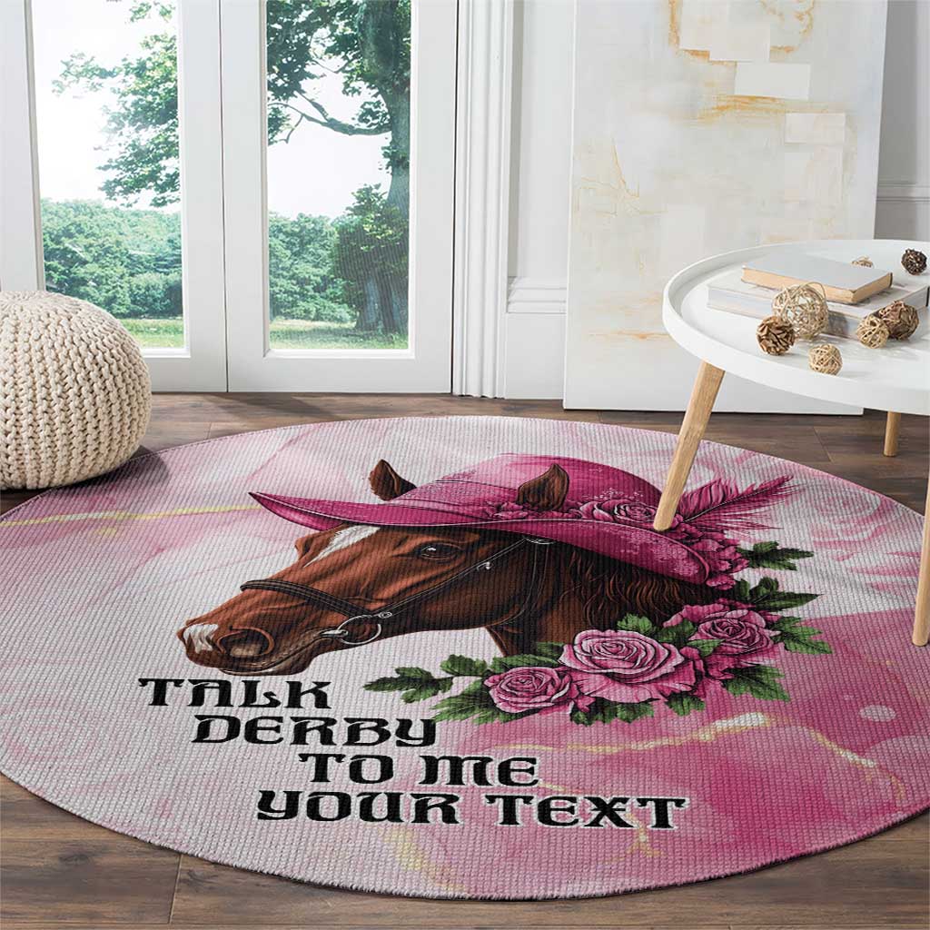Personalized Kentucky Horse Race Round Carpet Big Hats And Horses Pink Out Party