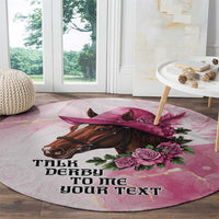 Personalized Kentucky Horse Race Round Carpet Big Hats And Horses Pink Out Party