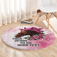 Personalized Kentucky Horse Race Round Carpet Big Hats And Horses Pink Out Party