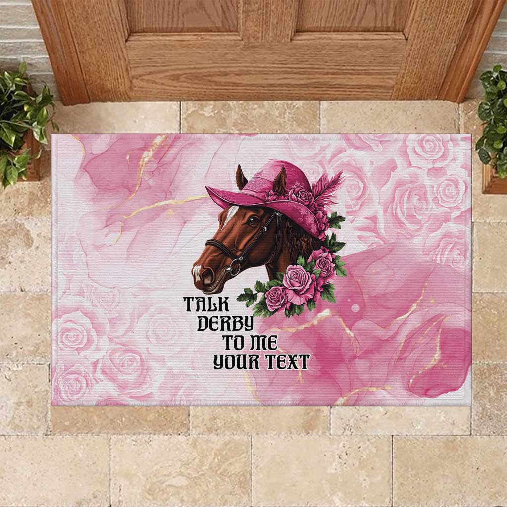 Personalized Kentucky Horse Race Rubber Doormat Big Hats And Horses Pink Out Party
