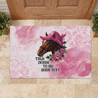 Personalized Kentucky Horse Race Rubber Doormat Big Hats And Horses Pink Out Party