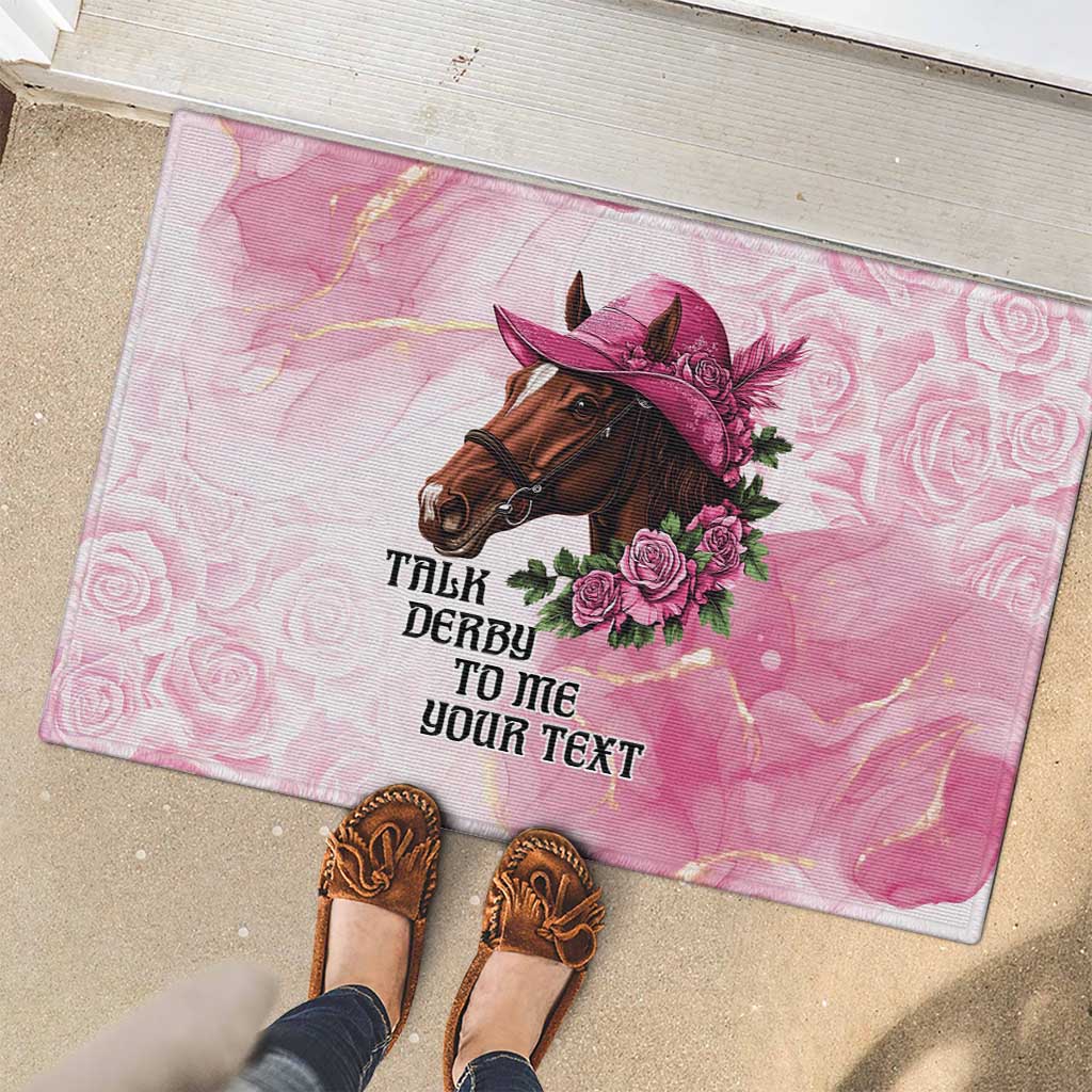 Personalized Kentucky Horse Race Rubber Doormat Big Hats And Horses Pink Out Party