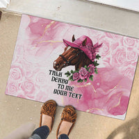 Personalized Kentucky Horse Race Rubber Doormat Big Hats And Horses Pink Out Party