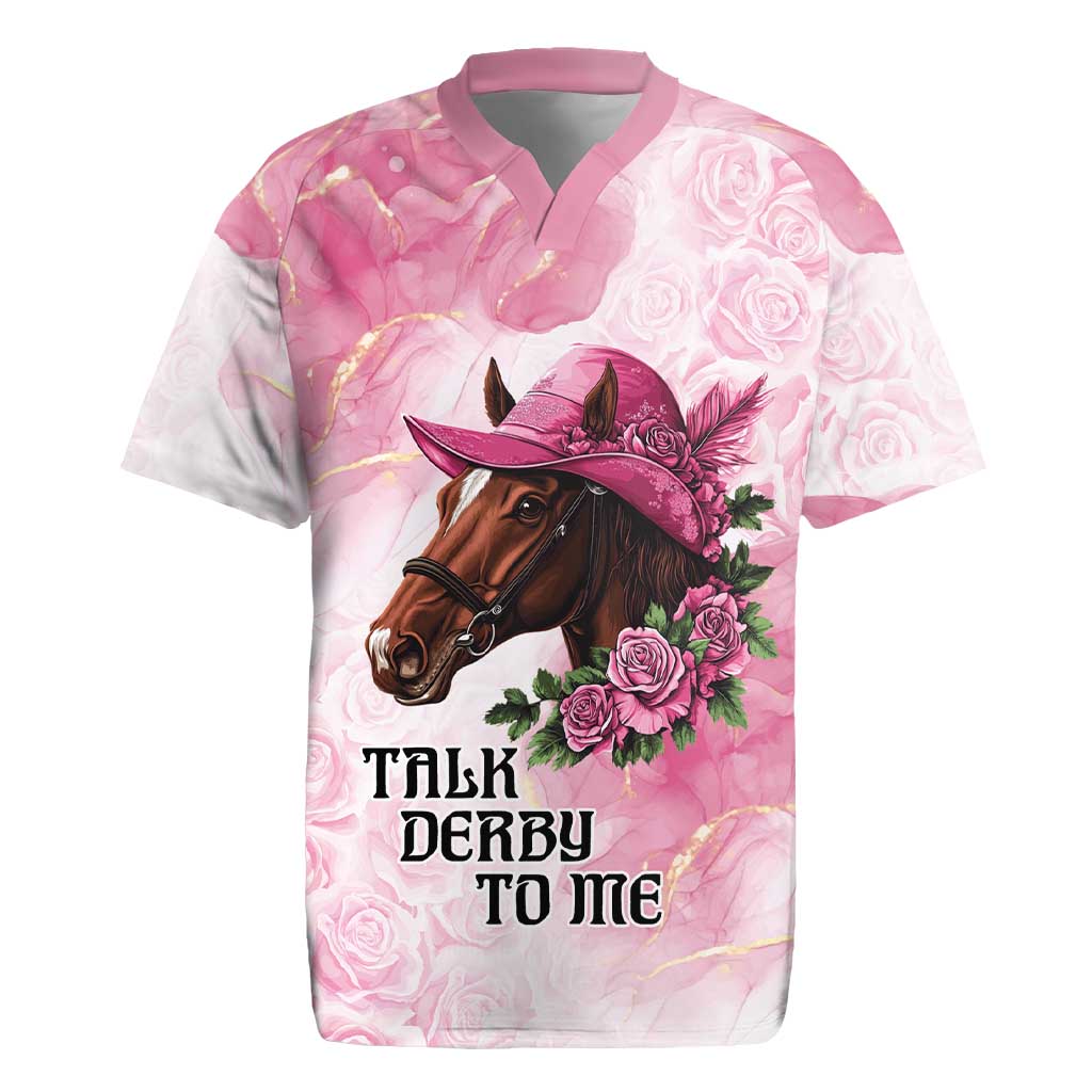 Personalized Kentucky Horse Race Rugby Jersey Big Hats And Horses Pink Out Party