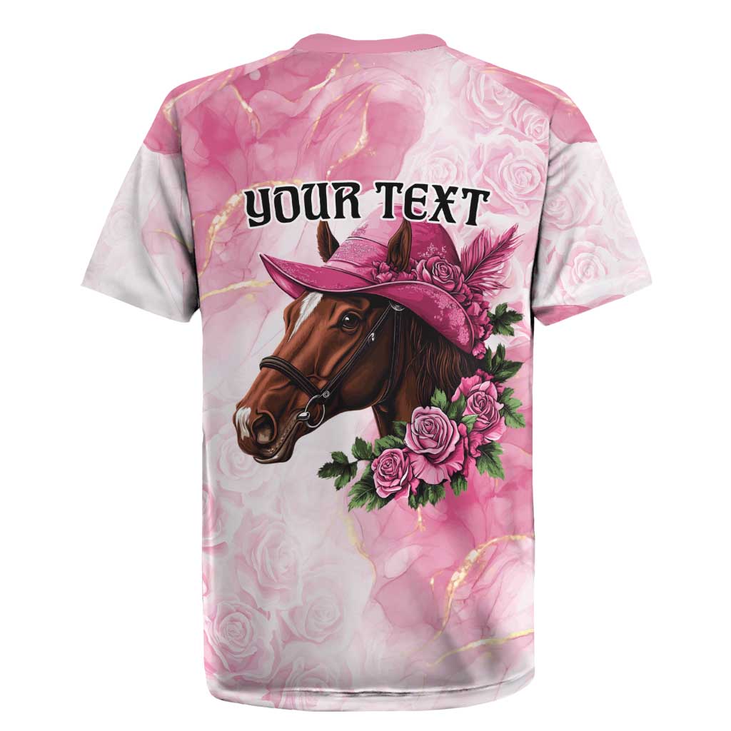 Personalized Kentucky Horse Race Rugby Jersey Big Hats And Horses Pink Out Party
