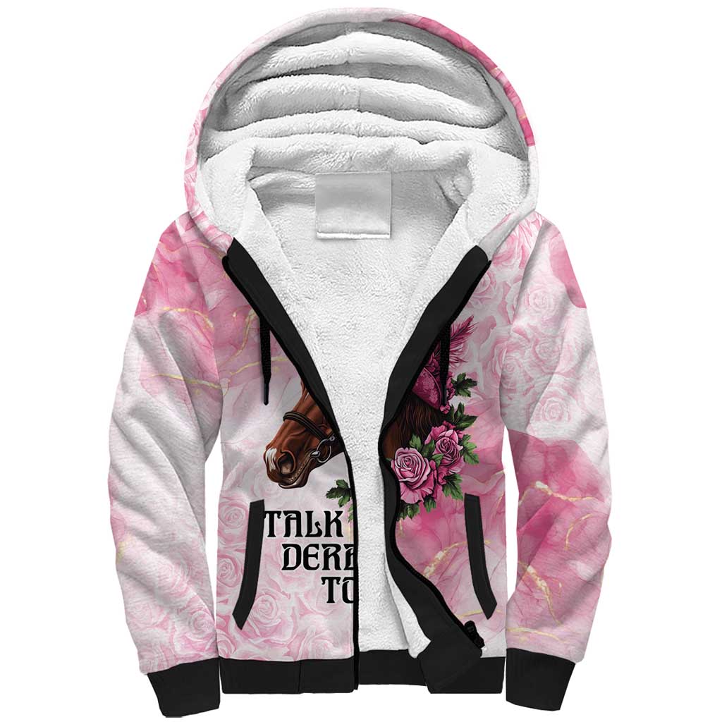 Personalized Kentucky Horse Race Sherpa Hoodie Big Hats And Horses Pink Out Party