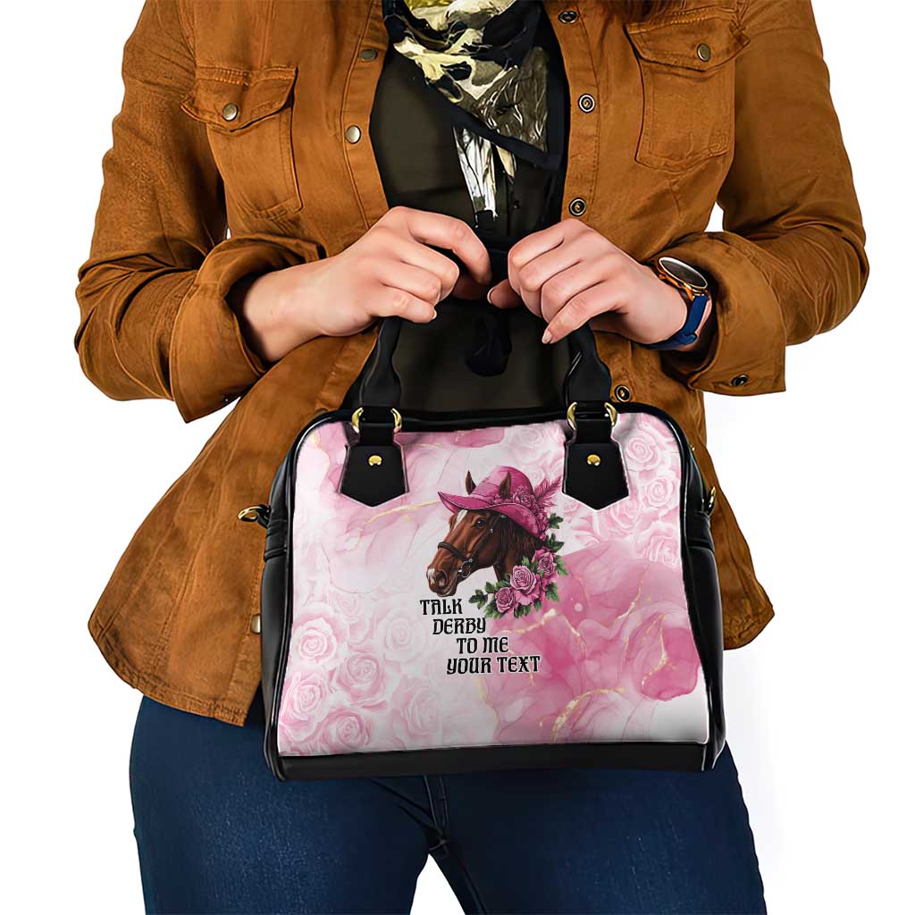 Personalized Kentucky Horse Race Shoulder Handbag Big Hats And Horses Pink Out Party