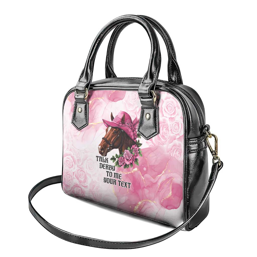 Personalized Kentucky Horse Race Shoulder Handbag Big Hats And Horses Pink Out Party