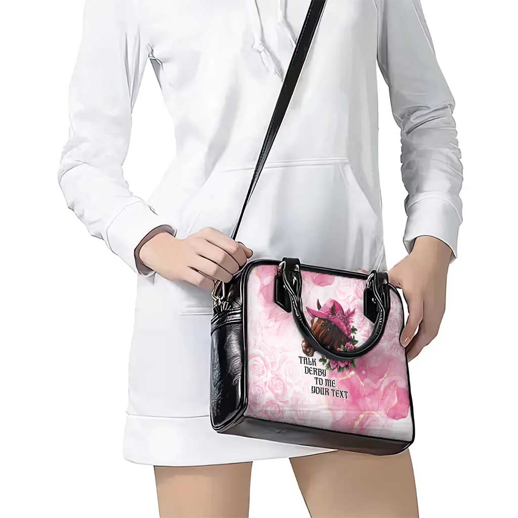 Personalized Kentucky Horse Race Shoulder Handbag Big Hats And Horses Pink Out Party