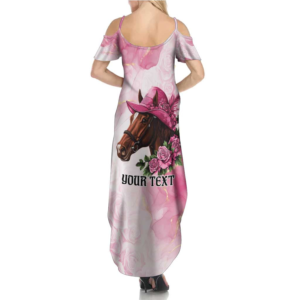Personalized Kentucky Horse Race Summer Maxi Dress Big Hats And Horses Pink Out Party