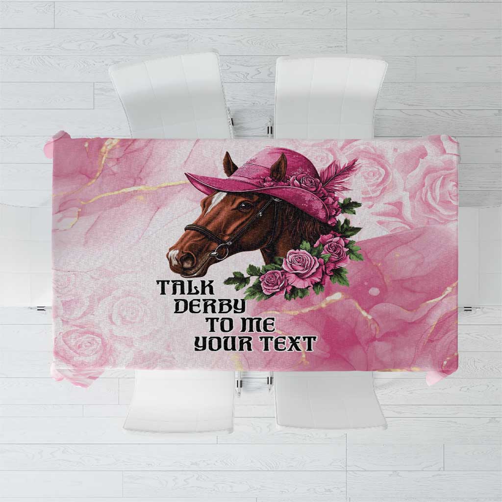 Personalized Kentucky Horse Race Tablecloth Big Hats And Horses Pink Out Party